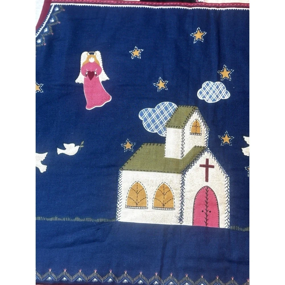 Christmas Patchwork‎ Vest Blue Red Religious Scripture Handmade
